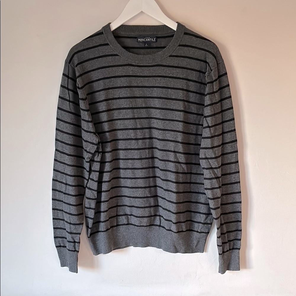 J.Crew Gray & Black Striped Men's Sweater